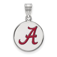 Sterling Silver Rhodium-plated LogoArt University of Alabama Letter a Medium Enameled Disc Pendant view 1