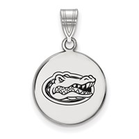 Sterling Silver Rhodium-plated LogoArt University of Florida Gator Medium Enameled Disc Pendant view 1