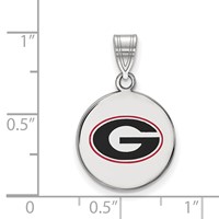 Sterling Silver Rhodium-plated LogoArt University of Georgia Letter G Medium Enameled Disc Pendant view 2