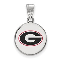 Sterling Silver Rhodium-plated LogoArt University of Georgia Letter G Medium Enameled Disc Pendant view 1