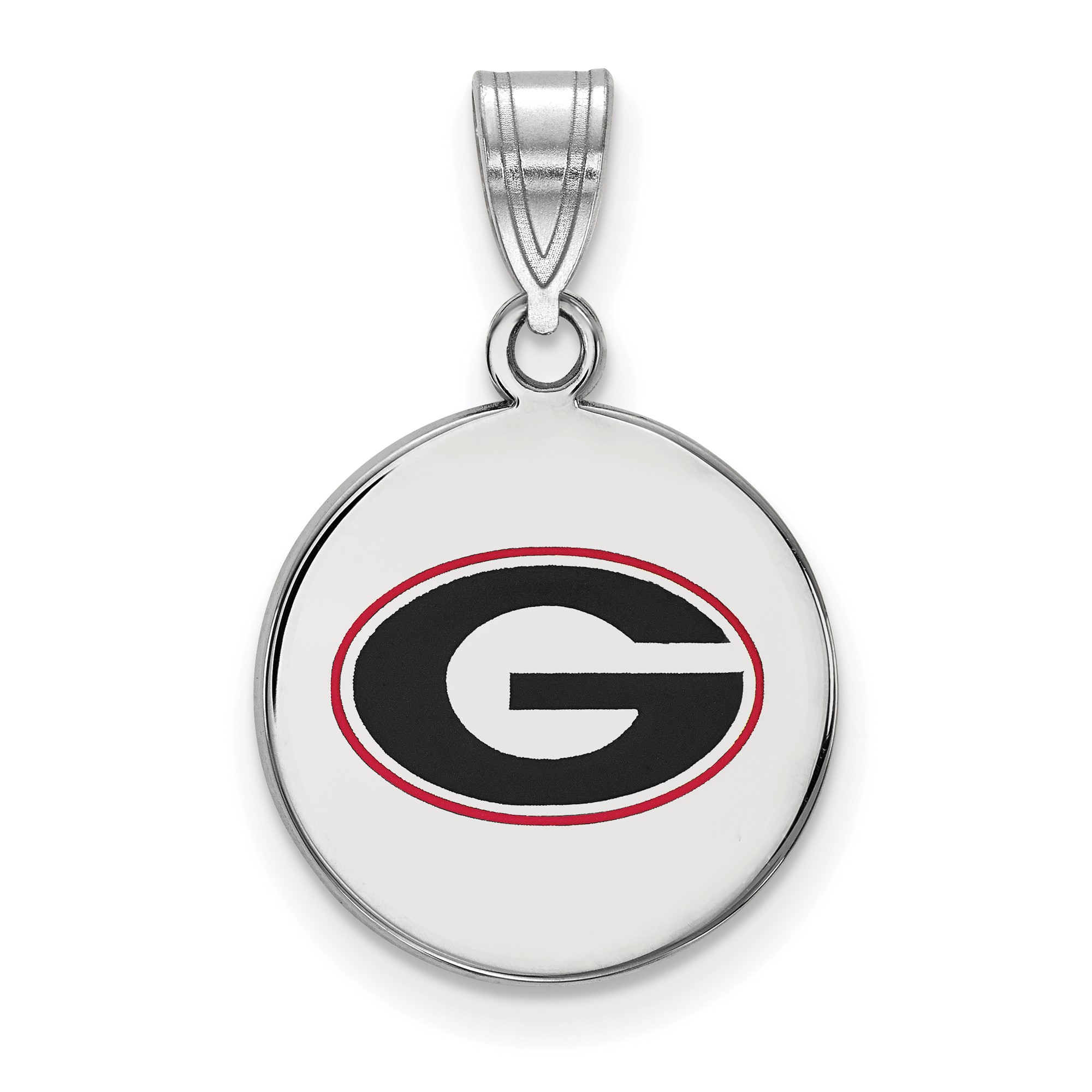 Georgia Bulldogs Letter G Medium Enameled Disc Pendant Sterling Silver/Gold