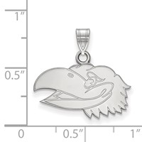 Sterling Silver Rhodium-plated LogoArt University of Kansas Jayhawk Small Pendant view 2