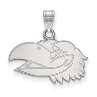 Sterling Silver Rhodium-plated LogoArt University of Kansas Jayhawk Small Pendant view 1