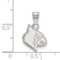 Sterling Silver Rhodium-plated LogoArt University of Louisville Cardinal Small Pendant view 2