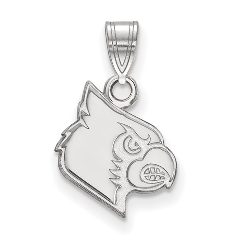 Sterling Silver Rhodium-plated LogoArt University of Louisville Cardinal Small Pendant