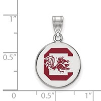 Sterling Silver Rhodium-plated LogoArt University of South Carolina Medium Enameled Disc Pendant view 2