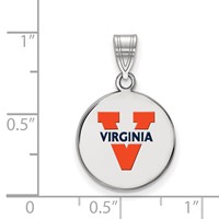 Sterling Silver Rhodium-plated LogoArt University of Virginia Medium Enameled Disc Pendant view 2