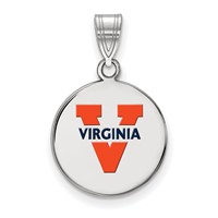 Sterling Silver Rhodium-plated LogoArt University of Virginia Medium Enameled Disc Pendant view 1