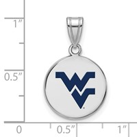 Sterling Silver Rhodium-plated LogoArt West Virginia University W-v Medium Enameled Disc Pendant view 2