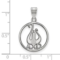 Sterling Silver Rhodium-plated LogoArt Alpha Chi Omega Sorority Symbol Large Circle Pendant view 2