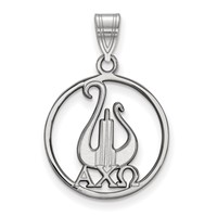 Sterling Silver Rhodium-plated LogoArt Alpha Chi Omega Sorority Symbol Large Circle Pendant view 1