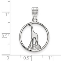 Sterling Silver Rhodium-plated LogoArt Alpha Epsilon Phi Sorority Symbol Small Circle Pendant view 2