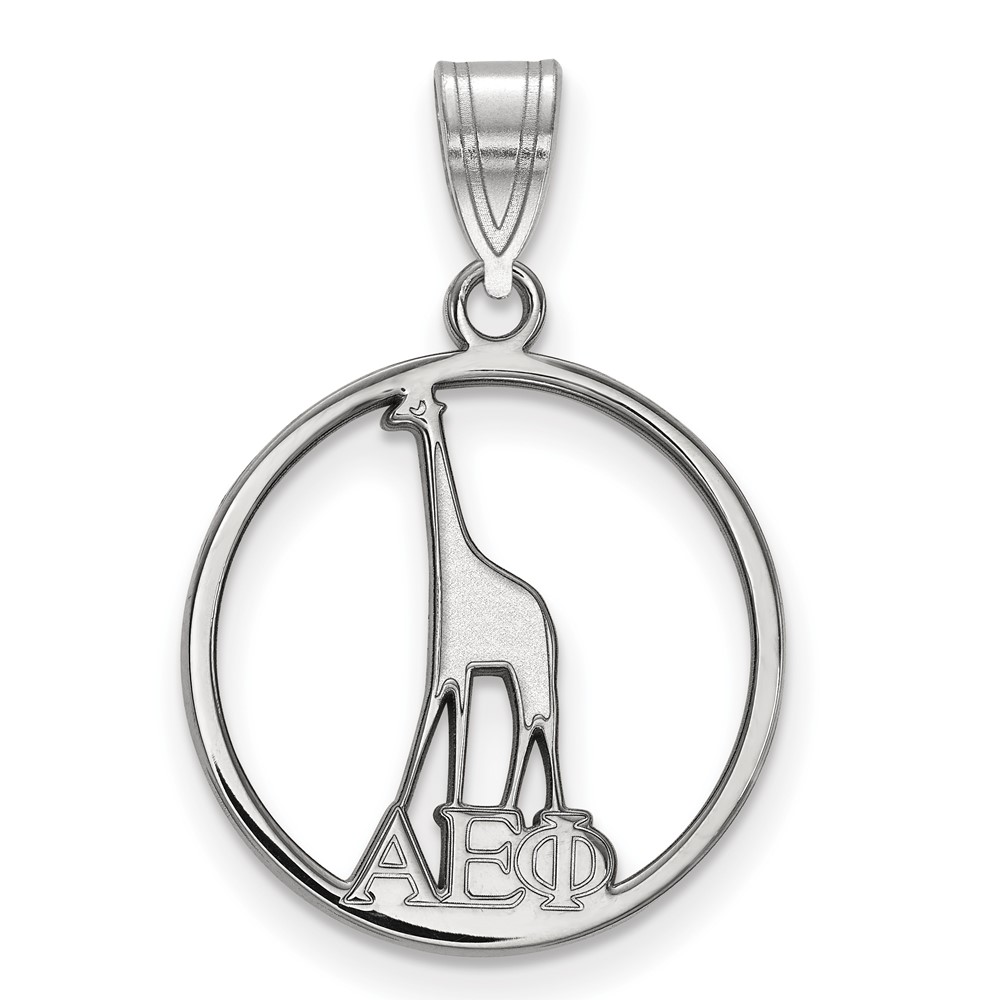 Sterling Silver Rhodium-plated LogoArt Alpha Epsilon Phi Sorority Symbol Small Circle Pendant