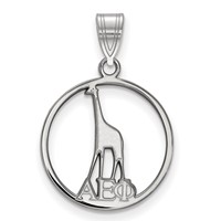 Sterling Silver Rhodium-plated LogoArt Alpha Epsilon Phi Sorority Symbol Small Circle Pendant view 1