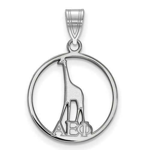 Sterling Silver Rhodium-plated LogoArt Alpha Epsilon Phi Sorority Symbol Small Circle Pendant