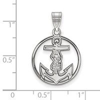 Sterling Silver Rhodium-plated LogoArt Alpha Sigma Tau Sorority Symbol Medium Circle Pendant view 2