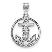 Sterling Silver Rhodium-plated LogoArt Alpha Sigma Tau Sorority Symbol Medium Circle Pendant view 1