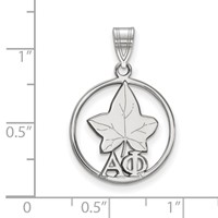Sterling Silver Rhodium-plated LogoArt Alpha Phi Sorority Symbol Medium Circle Pendant view 2