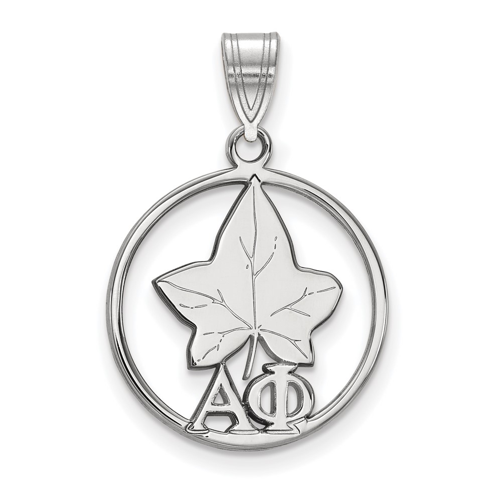 Sterling Silver Rhodium-plated LogoArt Alpha Phi Sorority Symbol Medium Circle Pendant