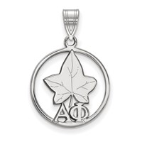 Sterling Silver Rhodium-plated LogoArt Alpha Phi Sorority Symbol Medium Circle Pendant view 1