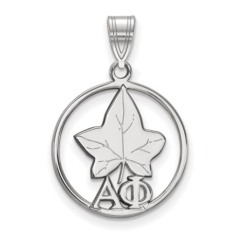 Sterling Silver Rhodium-plated LogoArt Alpha Phi Sorority Symbol Medium Circle Pendant