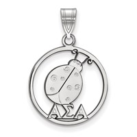 Sterling Silver Rhodium-plated LogoArt Alpha Sigma Alpha Sorority Symbol Medium Circle Pendant view 1