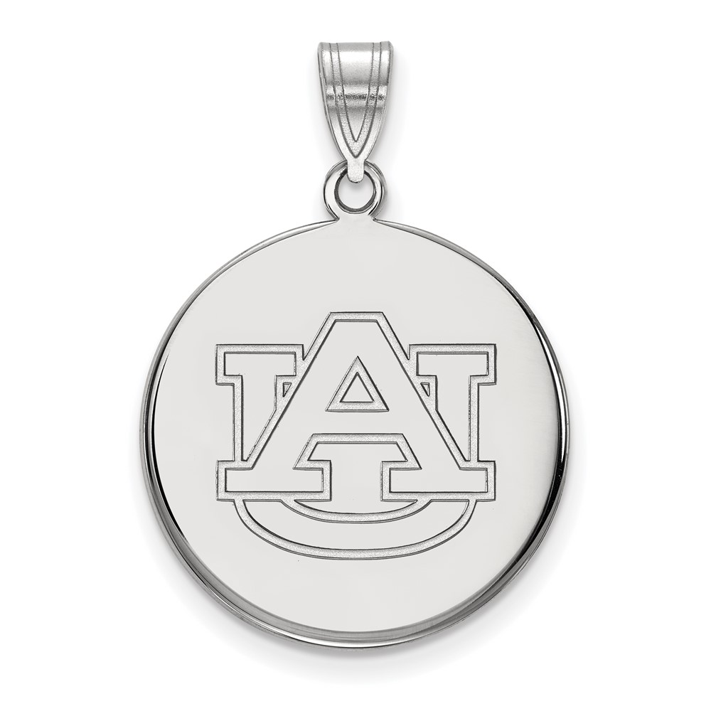 Sterling Silver Rhodium-plated LogoArt Auburn University Large Disc Pendant