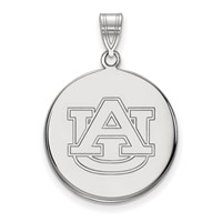 Sterling Silver Rhodium-plated LogoArt Auburn University Large Disc Pendant view 1