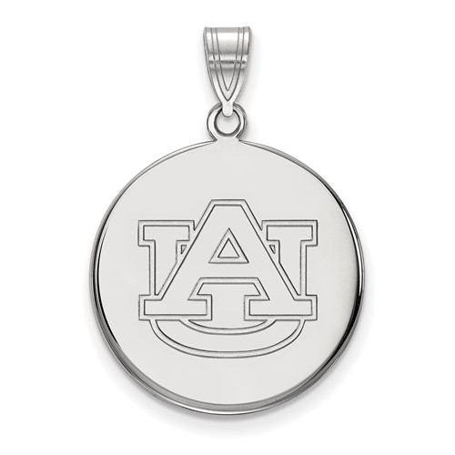 Sterling Silver Rhodium-plated LogoArt Auburn University Large Disc Pendant
