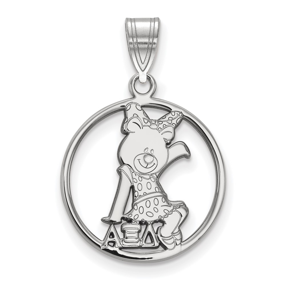 Sterling Silver Rhodium-plated LogoArt Alpha Xi Delta Sorority Symbol Medium Circle Pendant
