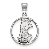 Sterling Silver Rhodium-plated LogoArt Alpha Xi Delta Sorority Symbol Medium Circle Pendant view 1