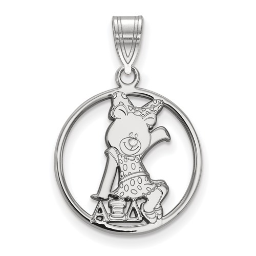Sterling Silver Rhodium-plated LogoArt Alpha Xi Delta Sorority Symbol Medium Circle Pendant