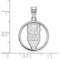 Sterling Silver Rhodium-plated LogoArt Chi Omega Sorority Symbol Medium Circle Pendant view 2