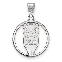 Sterling Silver Rhodium-plated LogoArt Chi Omega Sorority Symbol Medium Circle Pendant view 1