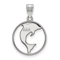 Sterling Silver Rhodium-plated LogoArt Delta Delta Delta Sorority Symbol Medium Circle Pendant view 1