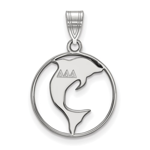 Sterling Silver Rhodium-plated LogoArt Delta Delta Delta Sorority Symbol Medium Circle Pendant