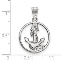Sterling Silver Rhodium-plated LogoArt Delta Gamma Sorority Symbol Medium Circle Pendant view 2