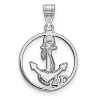 Sterling Silver Rhodium-plated LogoArt Delta Gamma Sorority Symbol Medium Circle Pendant view 1