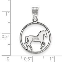 Sterling Silver Rhodium-plated LogoArt Delta Phi Epsilon Sorority Symbol Medium Circle Pendant view 2