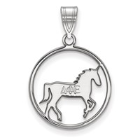 Sterling Silver Rhodium-plated LogoArt Delta Phi Epsilon Sorority Symbol Medium Circle Pendant view 1