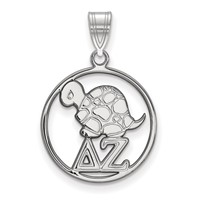 Sterling Silver Rhodium-plated LogoArt Delta Zeta Sorority Symbol Medium Circle Pendant view 1
