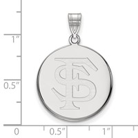 Sterling Silver Rhodium-plated LogoArt Florida State University F-s Large Disc Pendant view 2