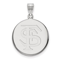 Sterling Silver Rhodium-plated LogoArt Florida State University F-s Large Disc Pendant view 1