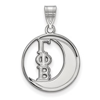 Sterling Silver Rhodium-plated LogoArt Gamma Phi Beta Sorority Symbol Medium Circle Pendant view 1