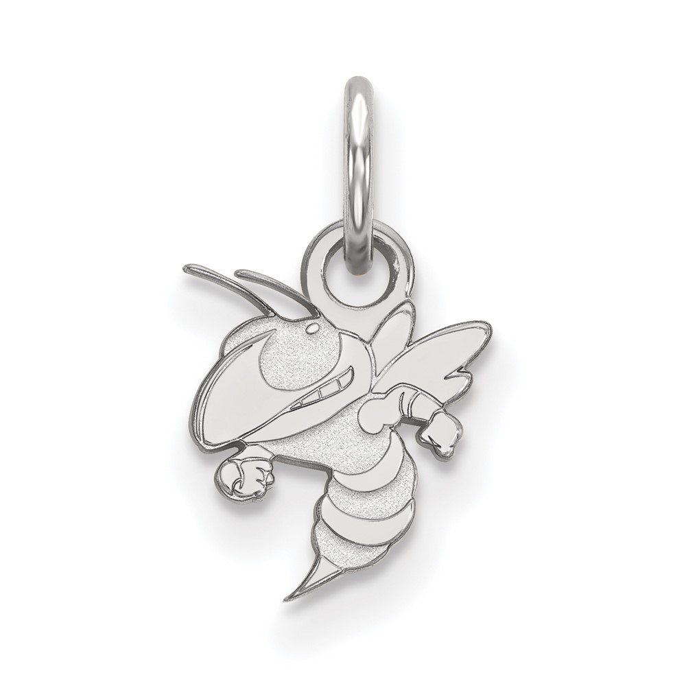Sterling Silver Rhodium-plated LogoArt Georgia Institute of Technology Yellow Jacket Extra Small Pendant