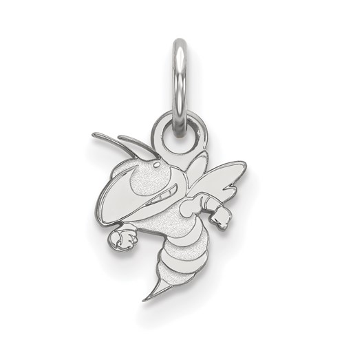 Sterling Silver Rhodium-plated LogoArt Georgia Institute of Technology Yellow Jacket Extra Small Pendant