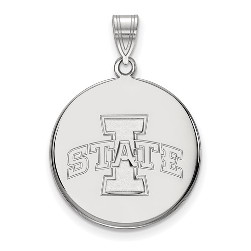 Sterling Silver Rhodium-plated LogoArt Iowa State University Large Disc Pendant