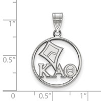 Sterling Silver Rhodium-plated LogoArt Kappa Alpha Theta Sorority Symbol Medium Circle Pendant view 2