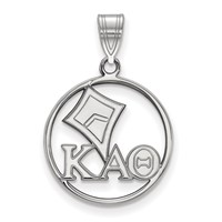 Sterling Silver Rhodium-plated LogoArt Kappa Alpha Theta Sorority Symbol Medium Circle Pendant view 1