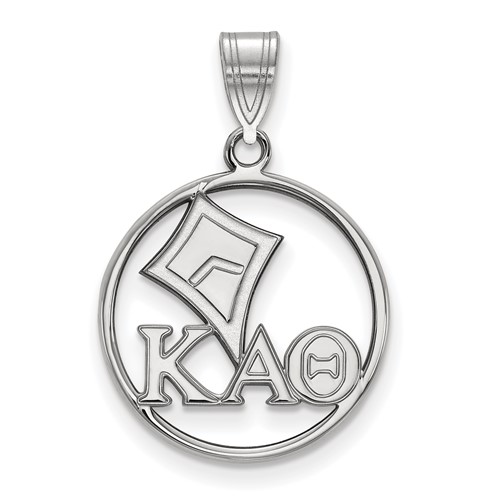 Sterling Silver Rhodium-plated LogoArt Kappa Alpha Theta Sorority Symbol Medium Circle Pendant